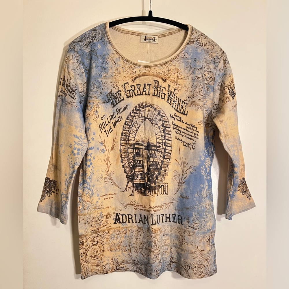 Vintage Y2K Jamee J Women's Cream 3/4 Sleeves Top